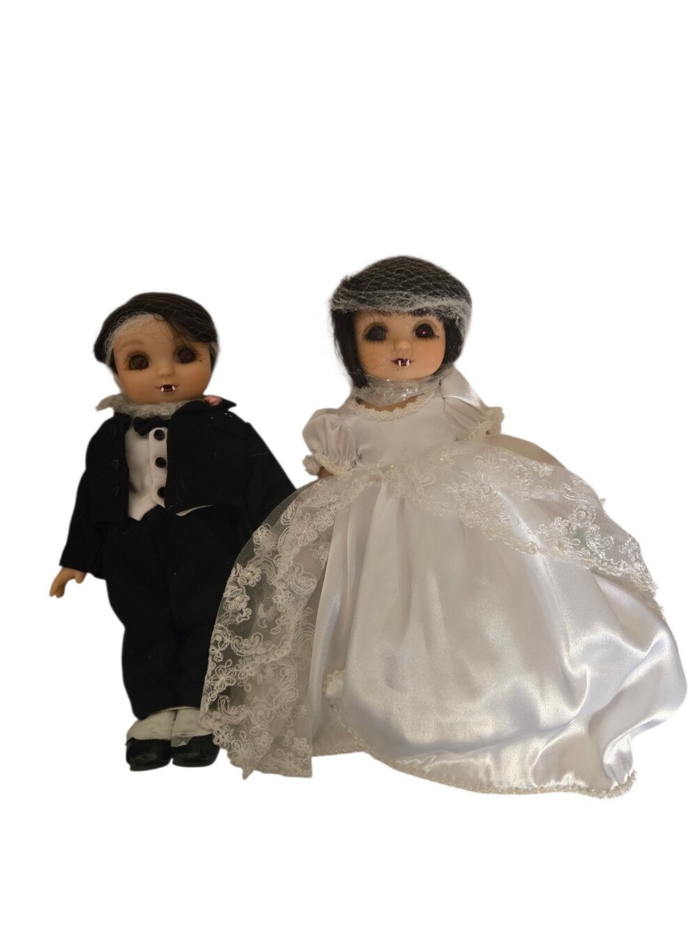 OOAK Gothic Vampire Wedding Doll Set - Creepy Bride Groom Horror Art Dolls new
